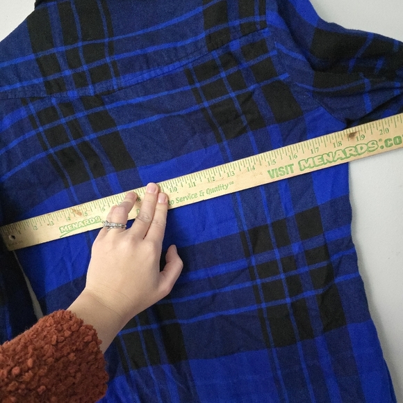 Matchstick Flannel Shirt Blue Plaid Roll Tab Sides Soft Womens Small - Picture 8 of 11